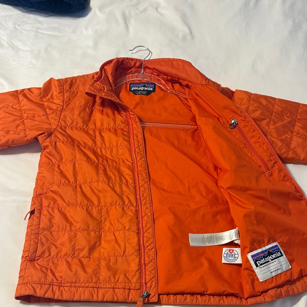Patagonia Kids L Bright Orange Puffer Jacket - Picture 2 of 4